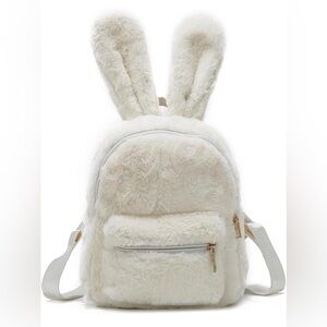 Win Me! Win Me! Fluffy White Bunny Backpack NWT